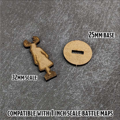 Feminine Adventurers Dungeons and Dragons 32mm Scale Wooden Standee 10 Pack