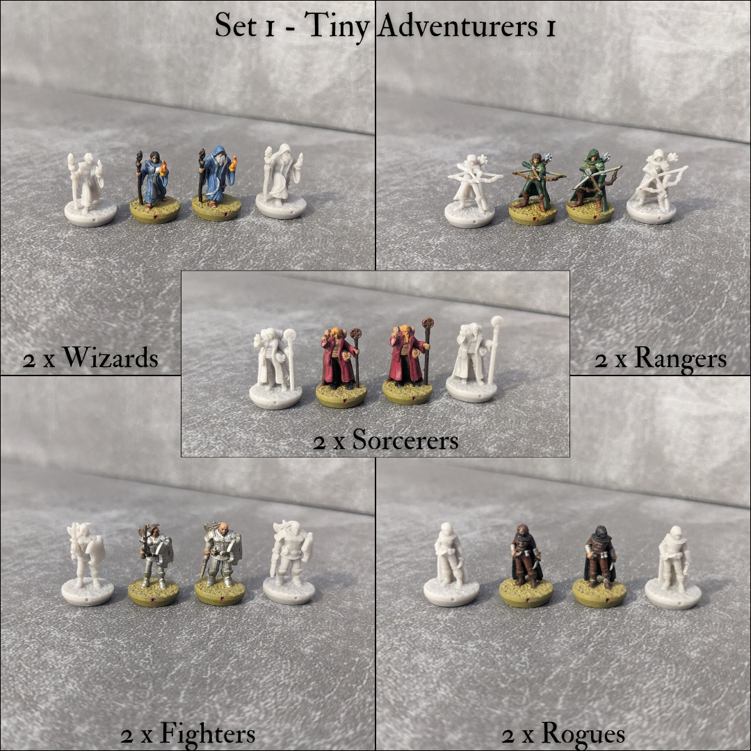 Tiny Characters 15mm Unpainted Pocket Dungeons and Dragons Tiny Player Figures