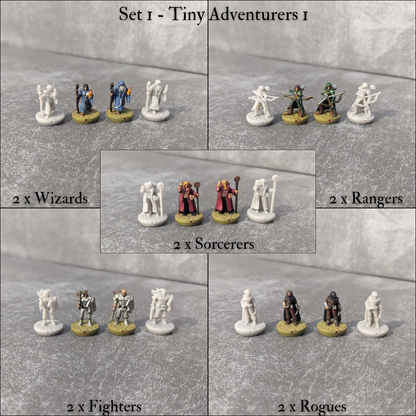 Tiny Characters 15mm Unpainted Pocket Dungeons and Dragons Tiny Player Figures