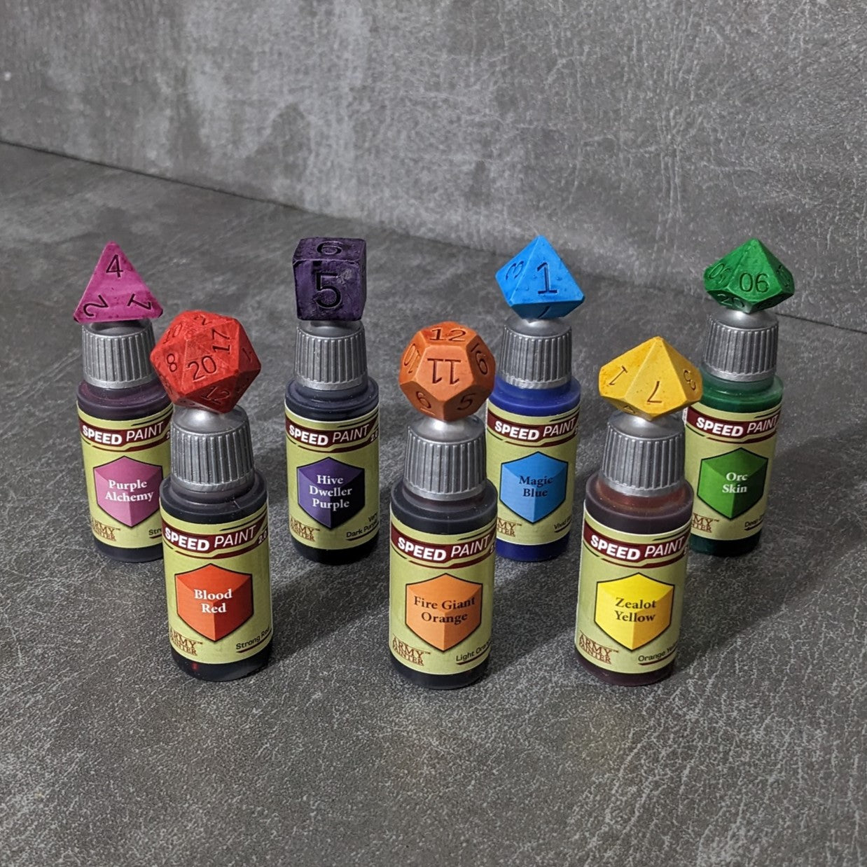 RPG Dice Hobby Paints Bottle Toppers Swatch Caps 7 Piece Set