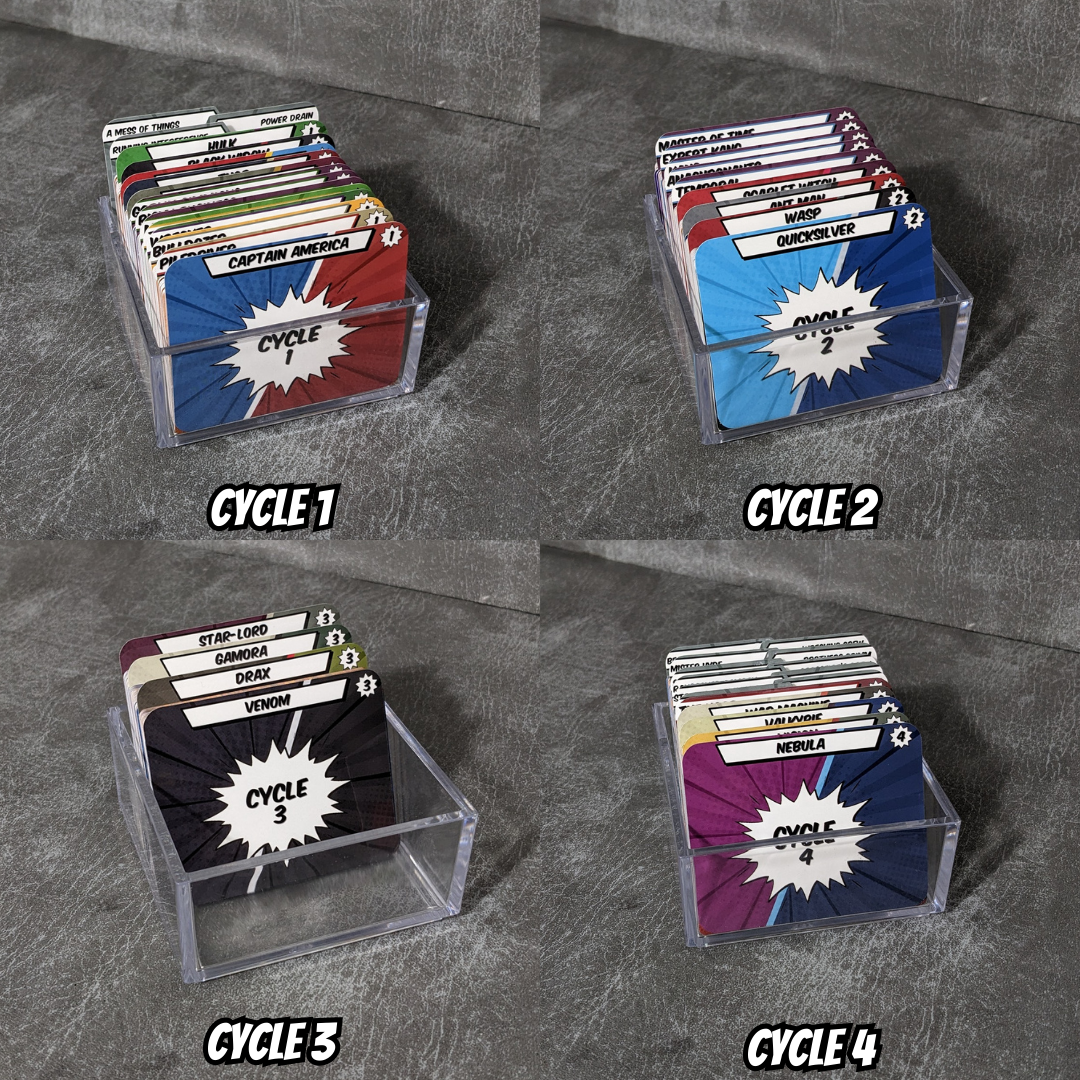 Horizontal Marvel Champions LCG Monthly Release Cycle Inspired Unofficial Card Divider Packs