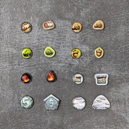 Everdell Silverfrost Inspired Unofficial Glass and Metal Token Pack