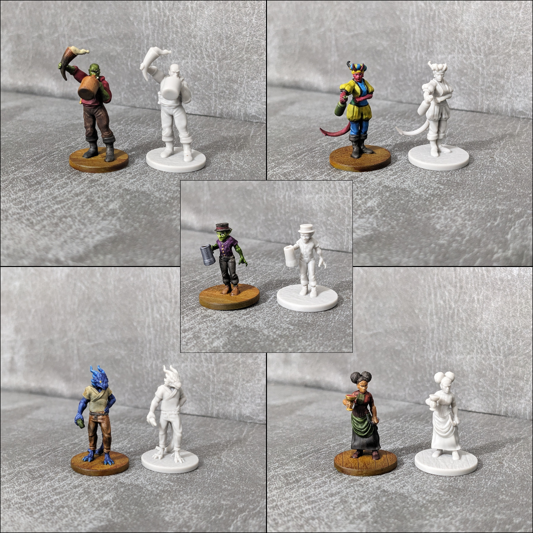 Tavern Patrons NPC Seated and Standing Set 32mm Unpainted Dungeons and Dragons 10 Mini Figures