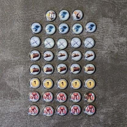 Andor Family Fantasy Board Game Inspired Unofficial Glass and Metal Token Pack