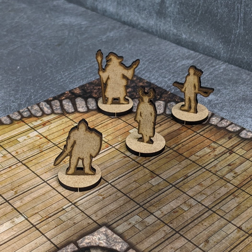 Masculine Adventurers Dungeons and Dragons 32mm Scale Wooden Standee 10 Pack