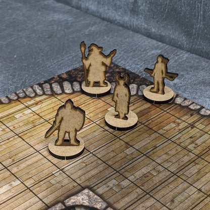 Masculine Adventurers Dungeons and Dragons 32mm Scale Wooden Standee 10 Pack