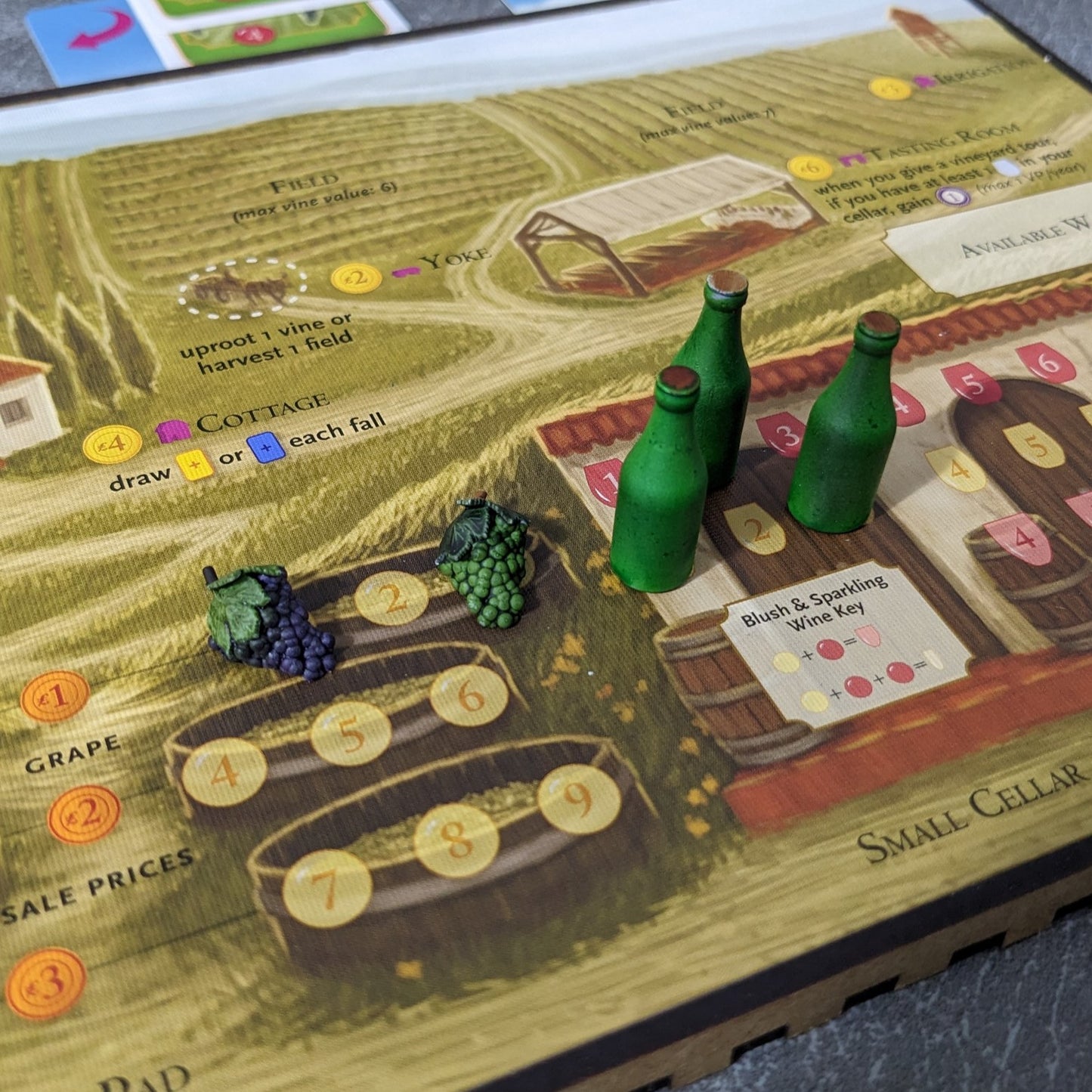Viticulture Board Game Inspired Unpainted Unofficial Magnetic Grapes and Wines Token Upgrade Pack With Magnetic Tracker Board