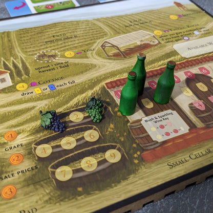 Viticulture Board Game Inspired Unpainted Unofficial Magnetic Grapes and Wines Token Upgrade Pack With Magnetic Tracker Board