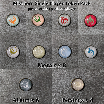 Mistborn: The Deckbuilding Game Inspired Unofficial Glass and Metal Token Pack