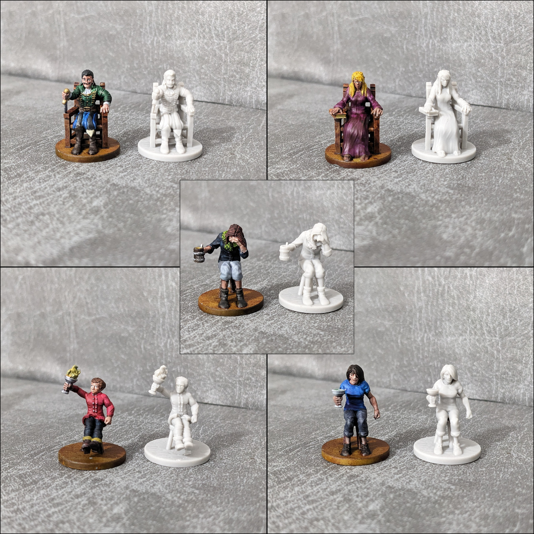 Tavern Patrons NPC Seated and Standing Set 32mm Unpainted Dungeons and Dragons 10 Mini Figures