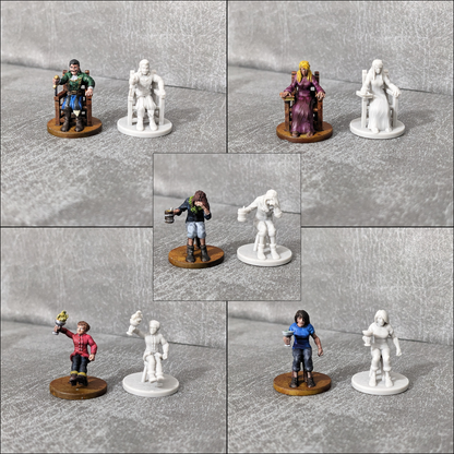 Tavern Patrons NPC Seated and Standing Set 32mm Unpainted Dungeons and Dragons 10 Mini Figures