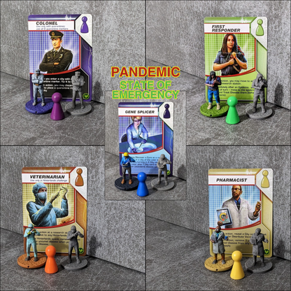 Pandemie-Erweiterung „Im Labor“ und „Ausnahmezustand“, 32 mm, von Brettspielcharakteren inspiriertes inoffizielles 7-Figuren-Paket