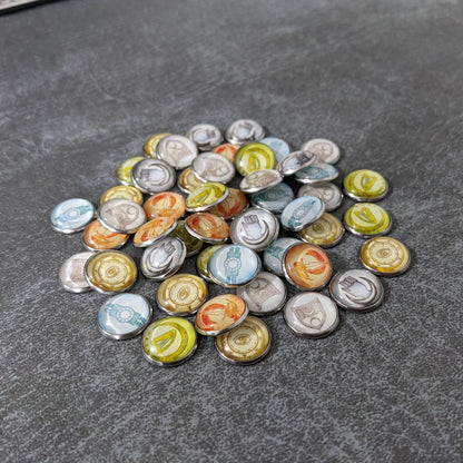 Lords of Waterdeep Board Game and Expansion Inspired Unofficial Building Control Glass and Metal Token Pack