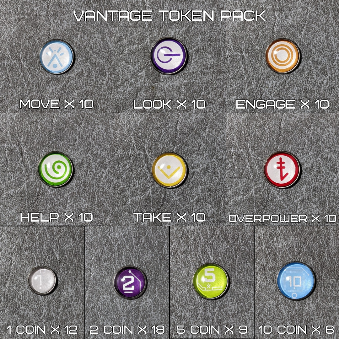 Vantage Board Game Inspired Unofficial Glass and Metal Token Pack