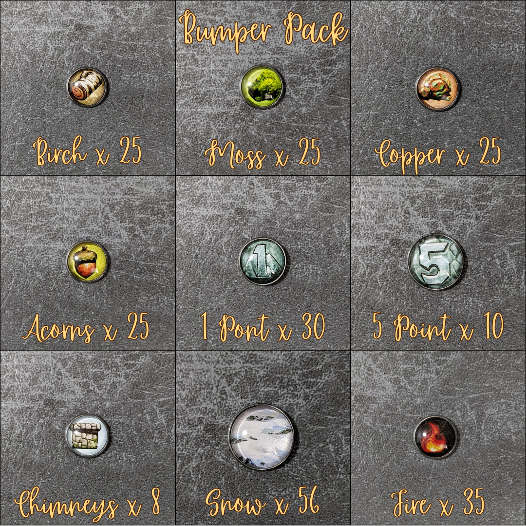 Everdell Silverfrost Inspired Unofficial Glass and Metal Token Pack