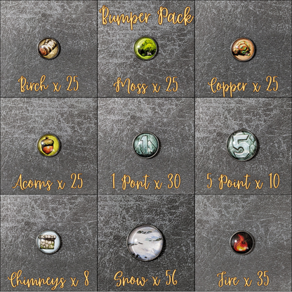 Everdell Silverfrost Inspired Unofficial Glass and Metal Token Pack