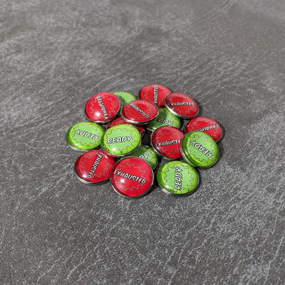 Ready and Exhausted Marvel Champions The Card Game Inspired Unofficial Glass and Metal Token Pack