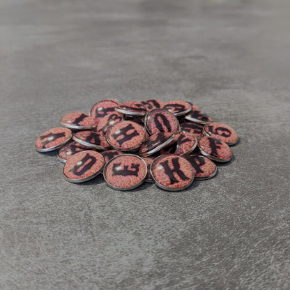 Cowboy Leather Letters and Numbers Glass and Metal Token Pack
