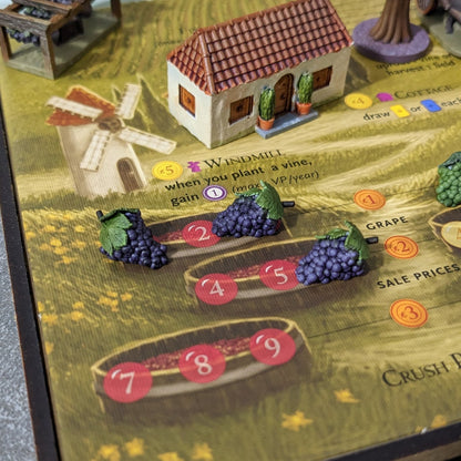 Viticulture Board Game Inspired Unpainted Unofficial Magnetic Grapes and Wines Token Upgrade Pack With Magnetic Tracker Board