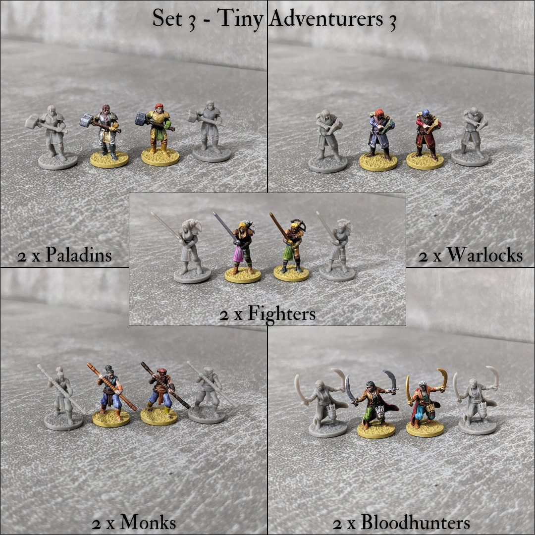 Tiny Characters 15mm Unpainted Pocket Dungeons and Dragons Tiny Player Figures