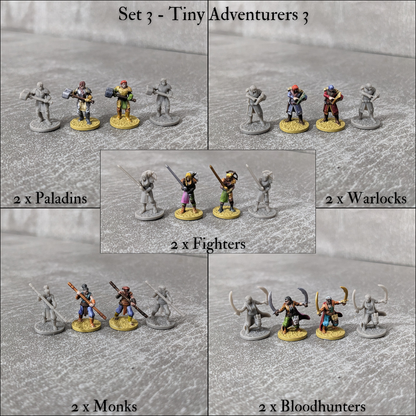Tiny Characters 15mm Unpainted Pocket Dungeons and Dragons Tiny Player Figures