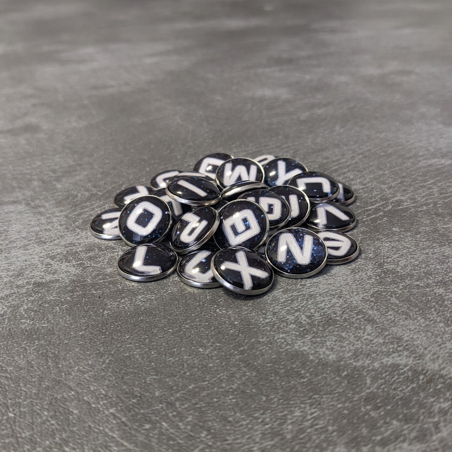 Space Galaxy Letters and Numbers Glass and Metal Token Pack