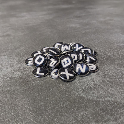 Space Galaxy Letters and Numbers Glass and Metal Token Pack