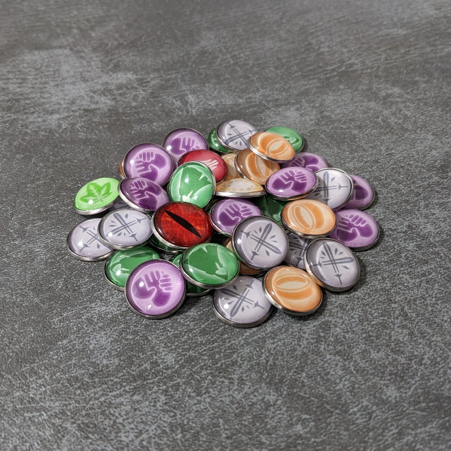 The Lord of the Rings Fate of the Fellowship Inspired Unofficial Glass and Metal Token Pack