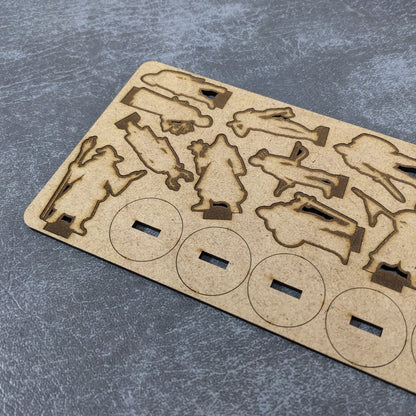 Masculine Adventurers Dungeons and Dragons 32mm Scale Wooden Standee 10 Pack