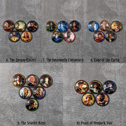 Arkham Horror Das Kartenspiel inspiriertes inoffizielles Token-Paket aus Glas und Metall