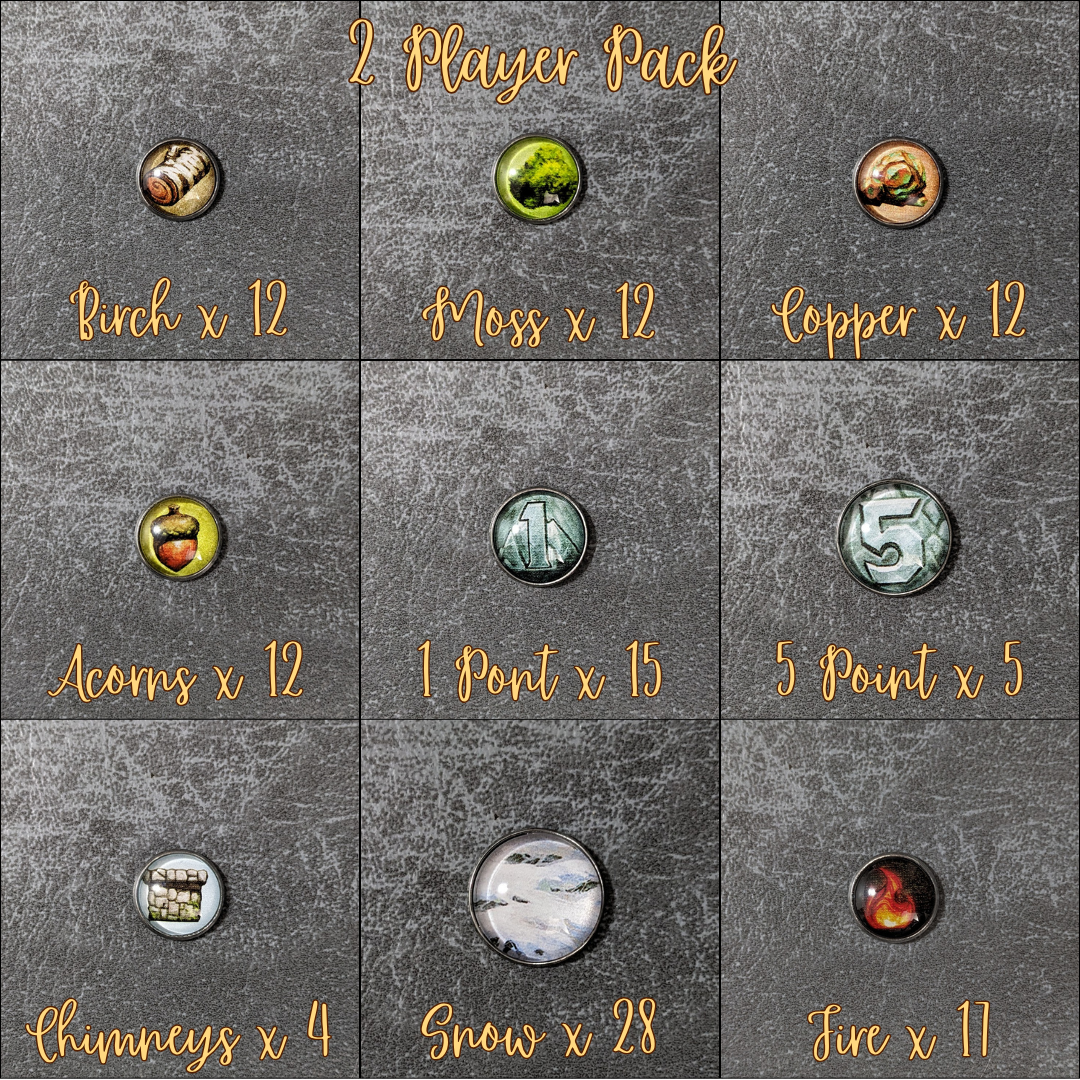 Everdell Silverfrost Inspired Unofficial Glass and Metal Token Pack