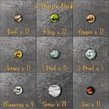 Everdell Silverfrost Inspired Unofficial Glass and Metal Token Pack