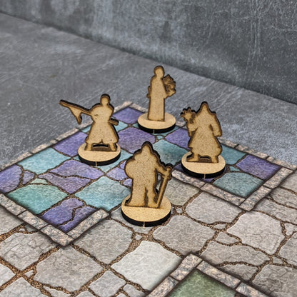 Masculine Adventurers Dungeons and Dragons 32mm Scale Wooden Standee 10 Pack