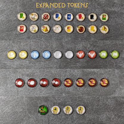 7 Wonders Duel Brettspiel und Pantheon und Agora Erweiterung inspiriert inoffizielles Glas und Metall Token Pack