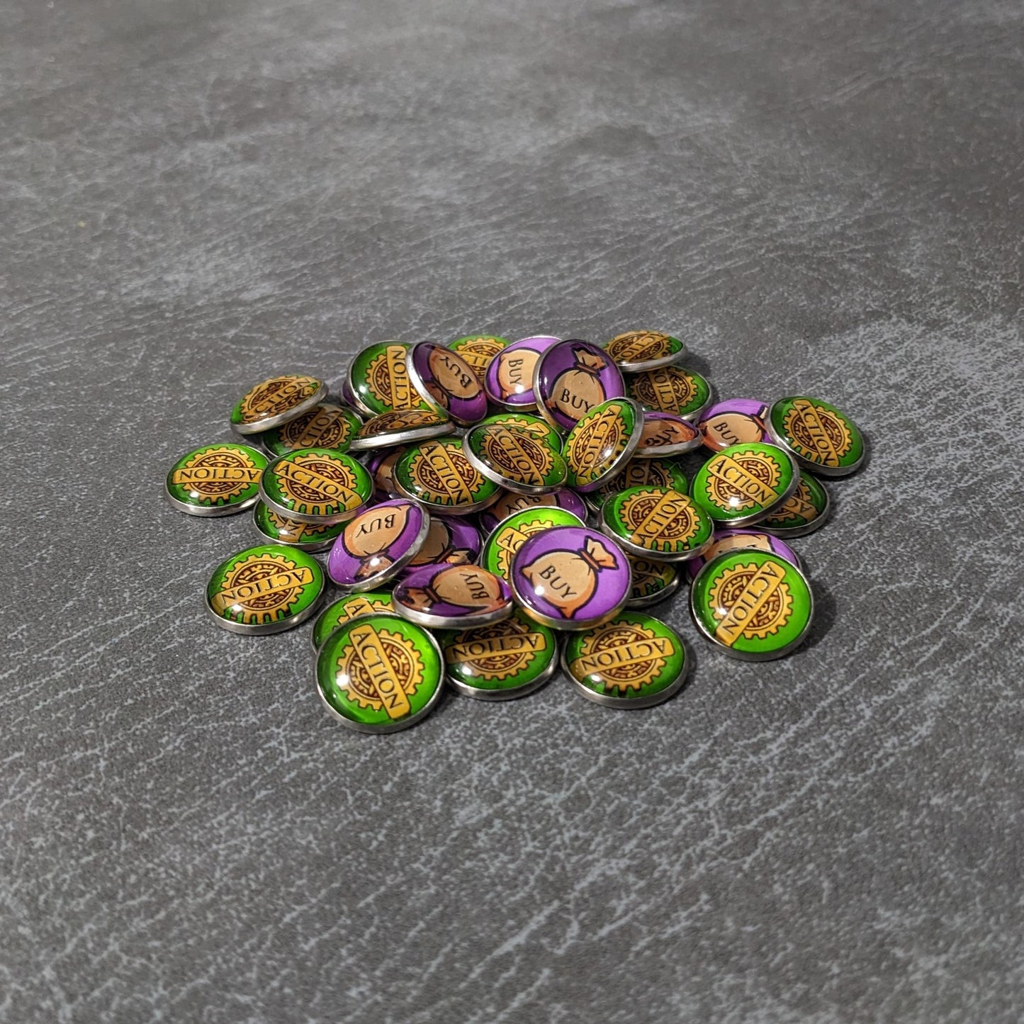 New Dominion Action and Buy Tracker Unofficial Glass and Metal Token Pack