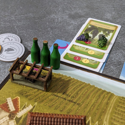 Viticulture Board Game Inspired Unpainted Unofficial Magnetic Grapes and Wines Token Upgrade Pack With Magnetic Tracker Board
