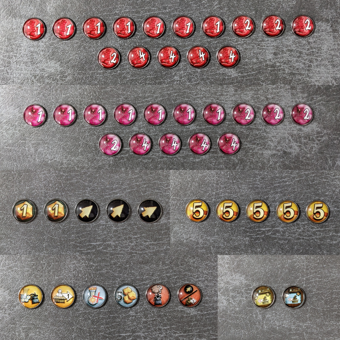 Quacks of Quedlinburg The Duel Board Game Inspired Unofficial Glass and Metal Token Pack
