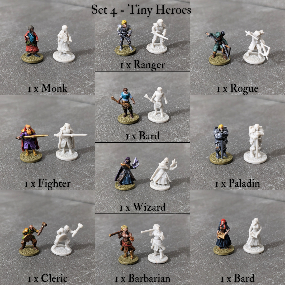Tiny Characters 15mm Unpainted Pocket Dungeons and Dragons Tiny Player Figures