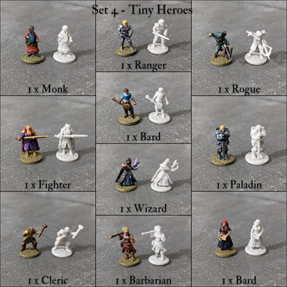 Tiny Characters 15mm Unpainted Pocket Dungeons and Dragons Tiny Player Figures