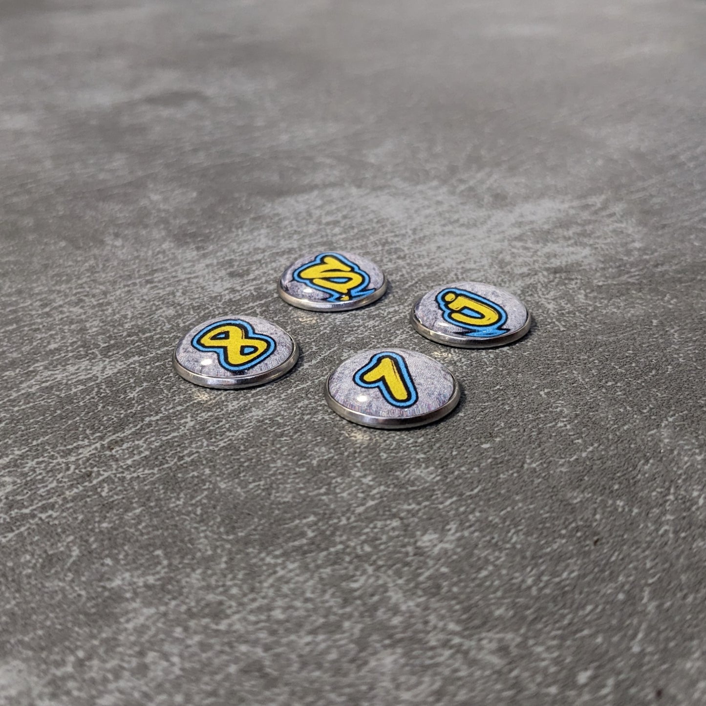 Street Graffiti Letters and Numbers Glass and Metal Token Pack