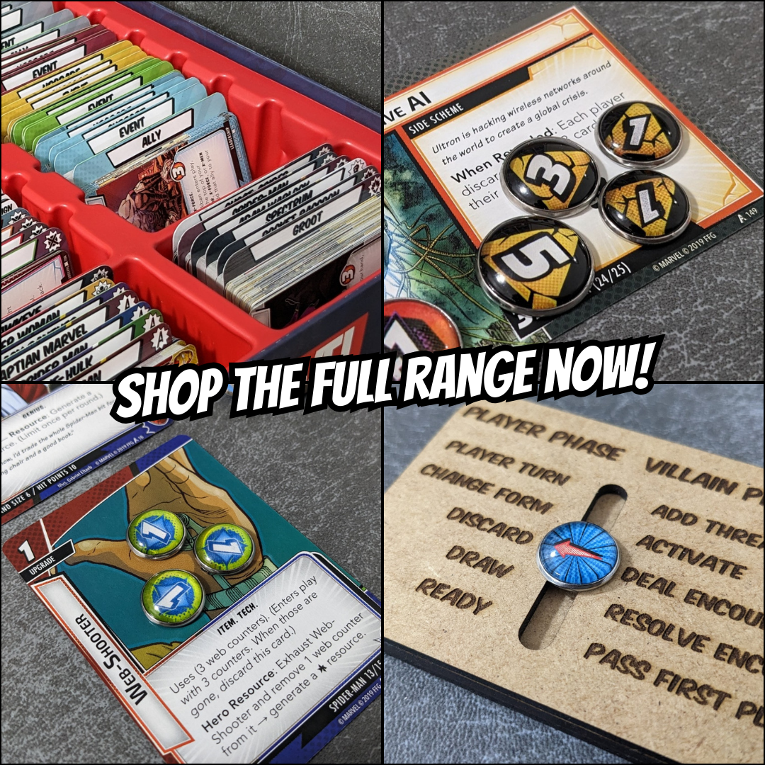 Stat Bonus Marvel Champions The Card Game Inspired Unofficial Glass and Metal Token Pack