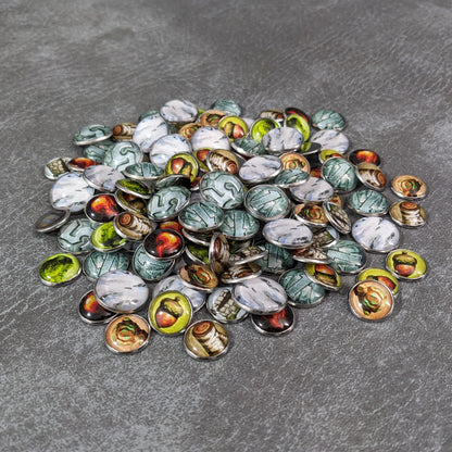 Everdell Silverfrost Inspired Unofficial Glass and Metal Token Pack
