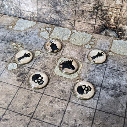 Pack de 26 jetons en verre et métal pour classe de personnage de Donjons et Dragons