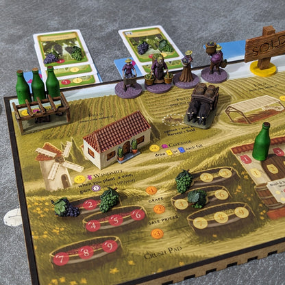 Viticulture Board Game Inspired Unpainted Unofficial Magnetic Grapes and Wines Token Upgrade Pack With Magnetic Tracker Board